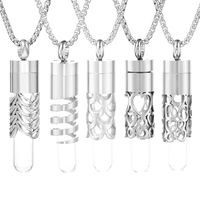 Trendy Perfume Glass Bottle Aromatherapy Essential Oil Storage Lockets Necklace Stainless Steel Women Diffuser Pendant Jewelry