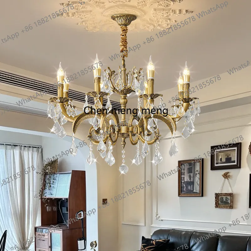 

French medieval American retro, bronze living room bedroom dining room candle, crystal chandelier