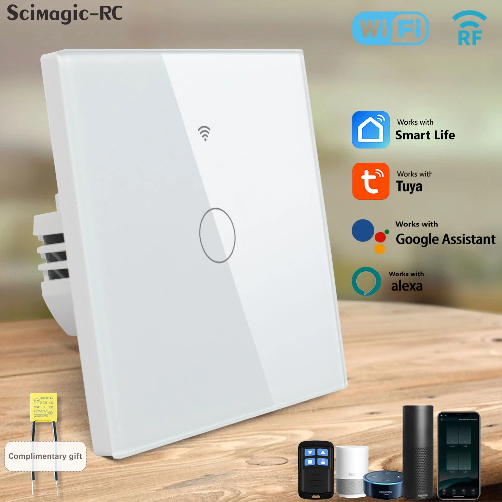 

Tuya Wall Touch Switch WiFi Smart Light RF Remote Control Controller AC 100－240V 1/2/3/4 Gang Switch Timer Alexa Google Home