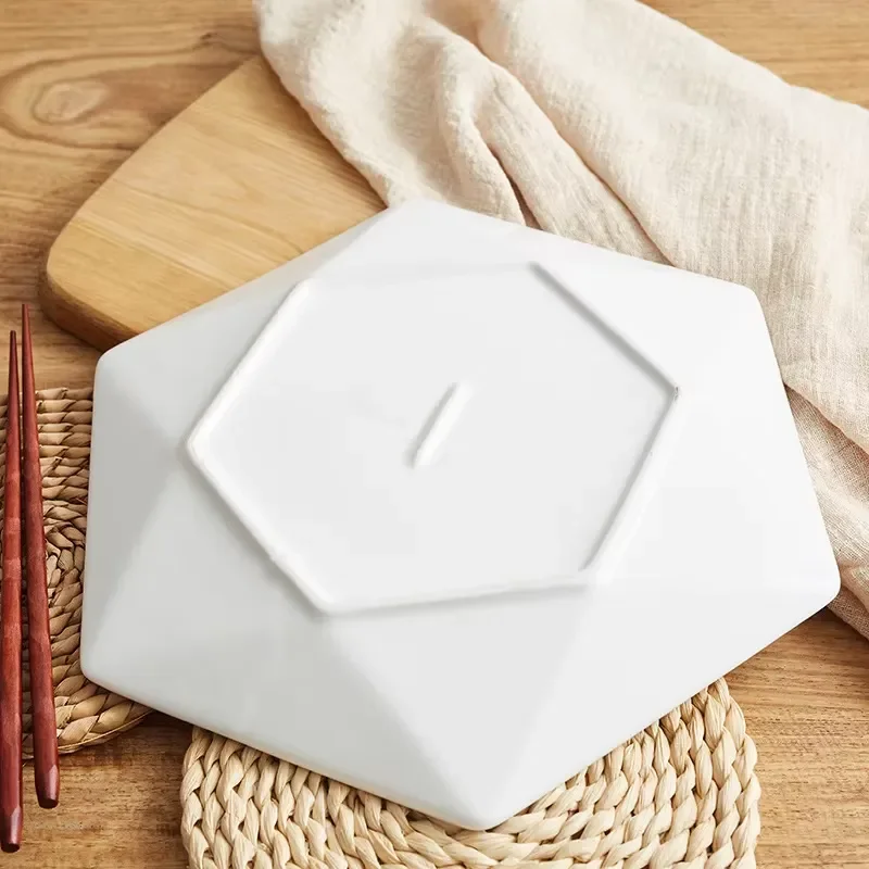 Creative Hexagonal Ceramic Steak Plate Thickened Reinforced Porcelain Dinnerware for Hotel Restaurant Western Style Dishes