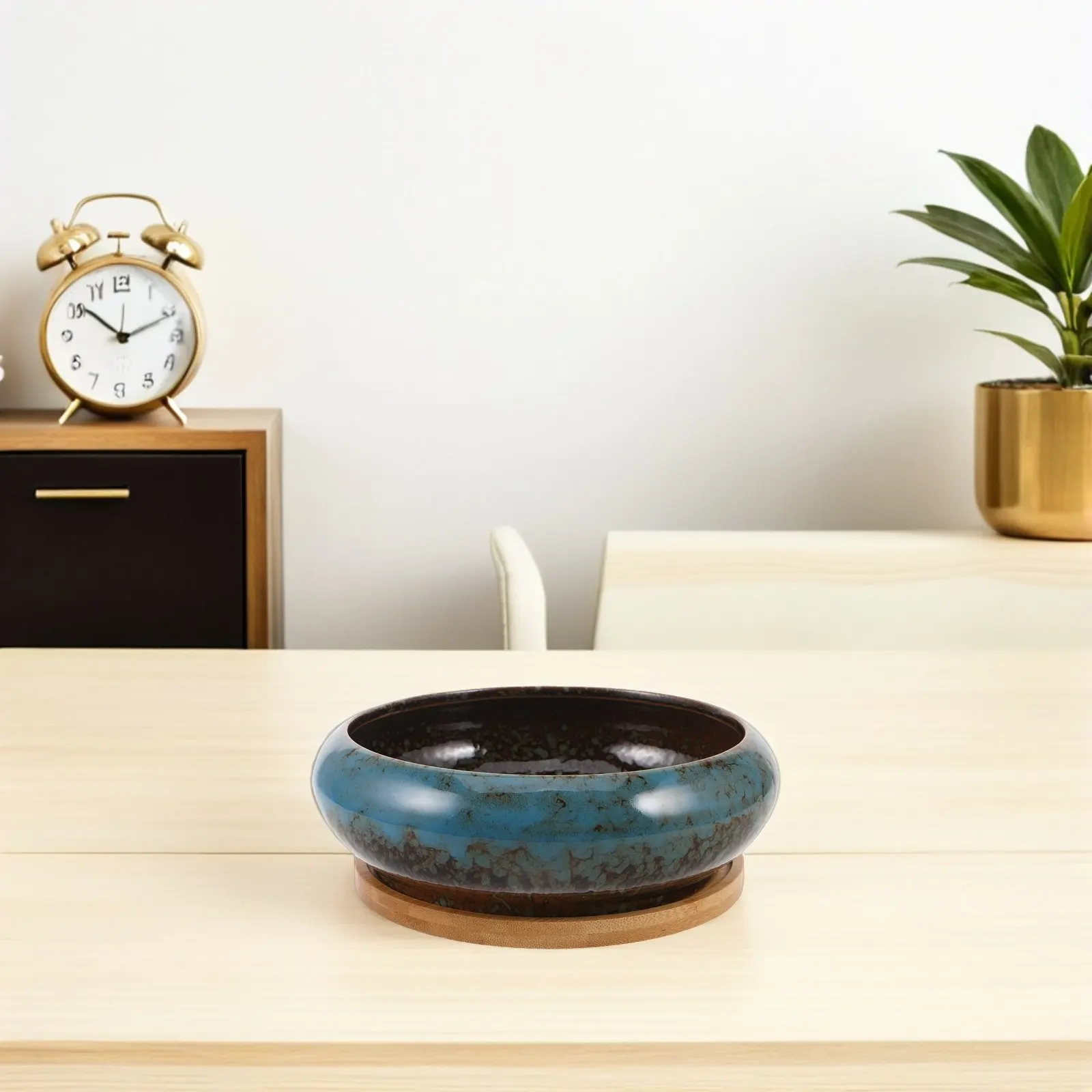 

Керамическая чаша-лотос для гидропоники, круглая неглубокая подставка для цветов, контейнер для растений, комнатный горшок для суккулентов и бонсай, 17,5 см, декоративный