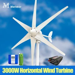 3KW Wind Turbine Power Generator 12V 24V 48V Output 220V 230V 240V Off Grid System MPPT With MPPT Charger System Complete Kit