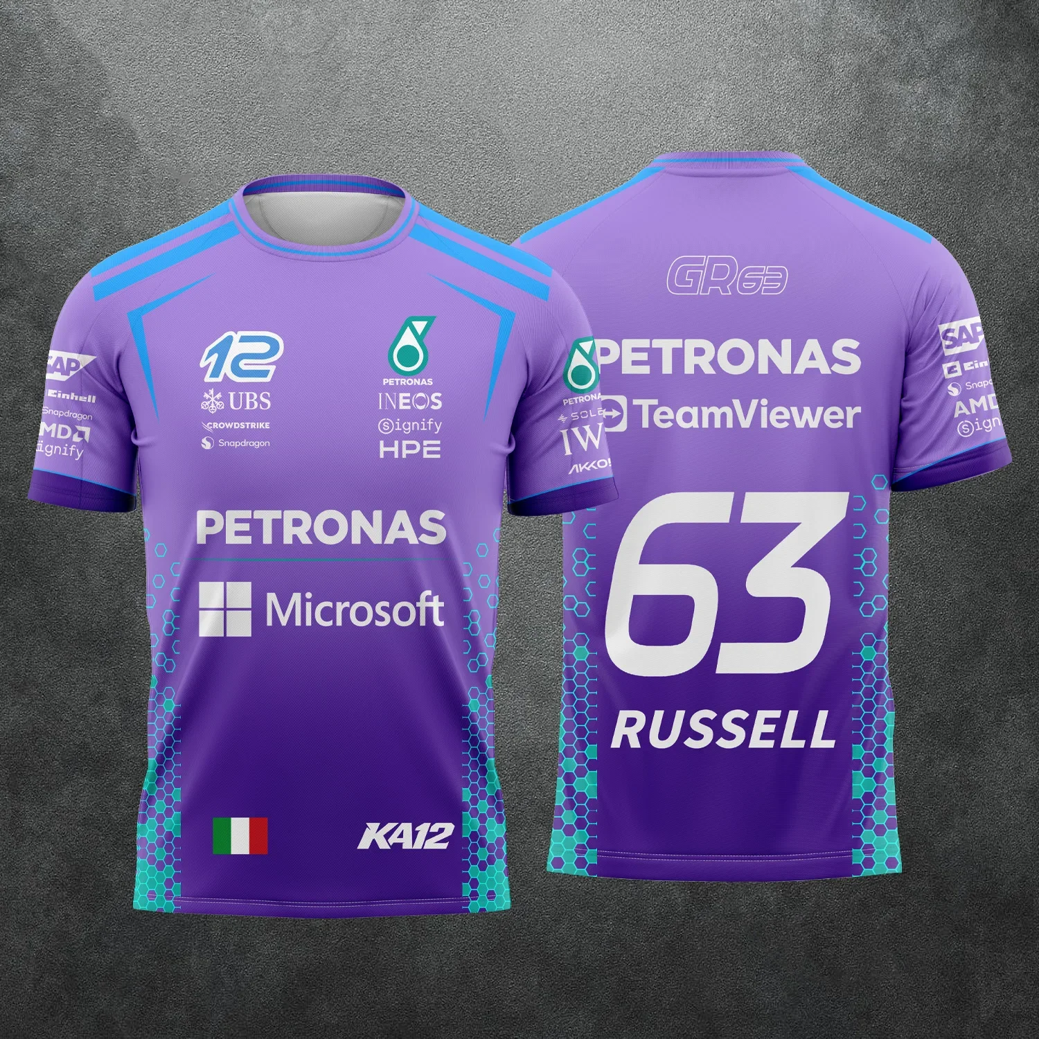2026 Kimi Antonelli und George Russell Racing Fan Kurzarm-T-Shirt mit Aufdruck, atmungsaktive Outdoor-Sport- und Familienkleidung für zu Hause – Detail 16