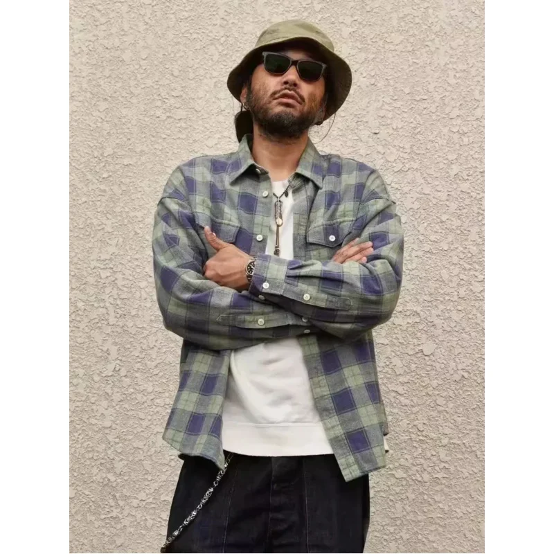 Visvim fil 23aw pioneer Nakamura Japanese trend plaid shirt spring and autumn washed long-sleeved shirt