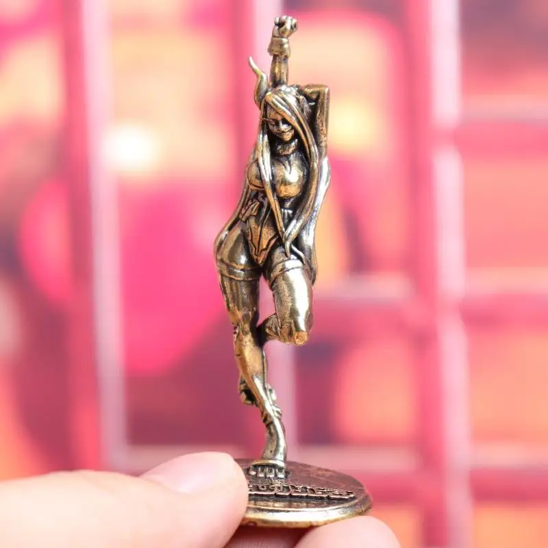 Vintage Brass Beautiful Lady Cat Statue Desk Ornament Office Bookshelf Artistic Home Decor