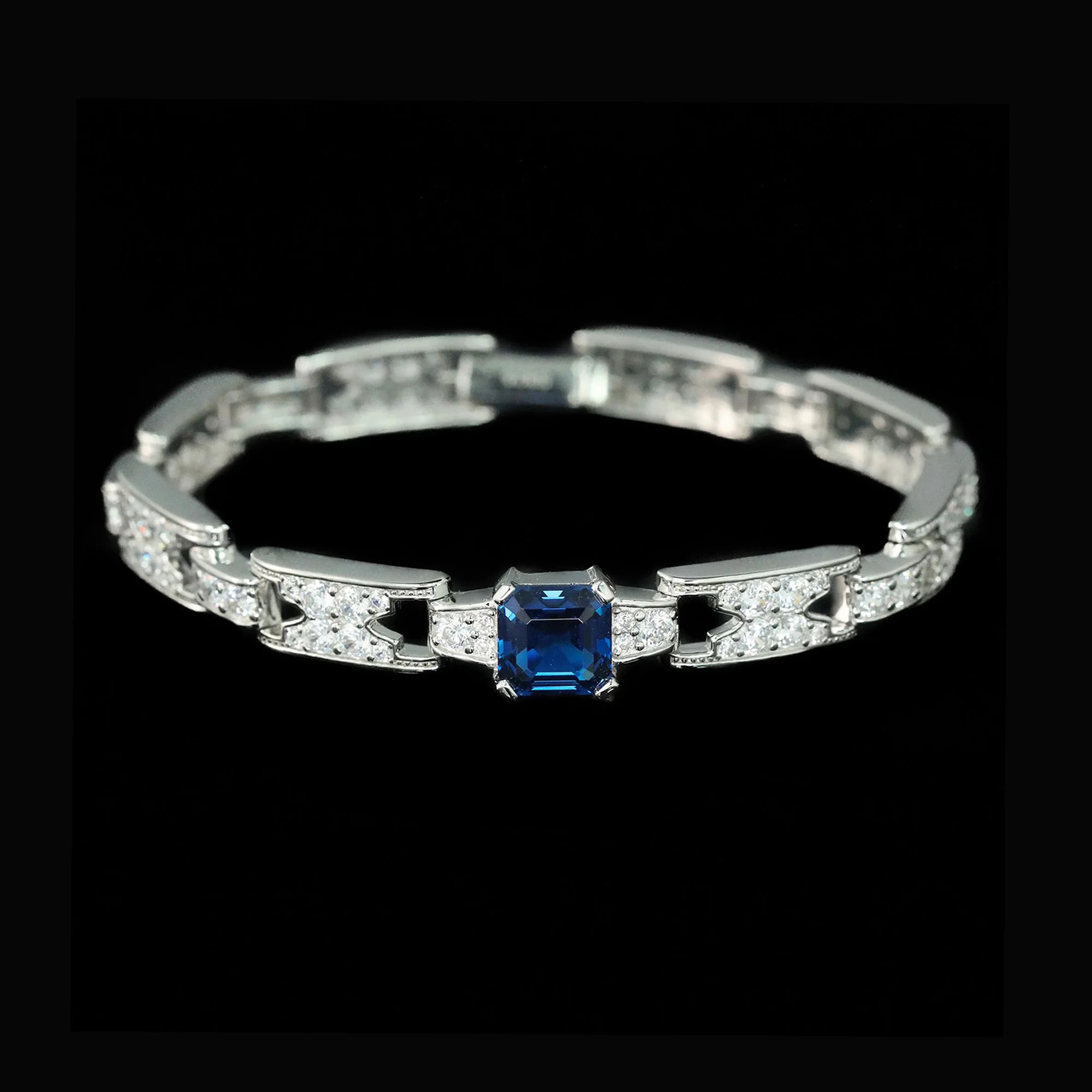 Vintage Luxury Lab Grown Spinel Bracelet Art Deco Women's 925 Sterling Silver Fine Jewelry Anniversary Engagement Banquet Gifts