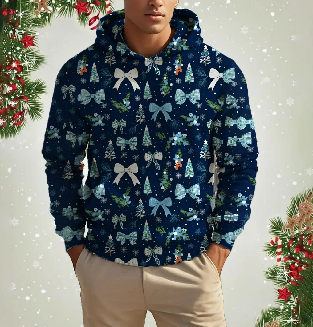 

Fashion New Men's Christmas Printed Hooded Autumn And Winter Long Sleeve Soft Warm Outwear Top Novelty Fashion Sports Hoodies