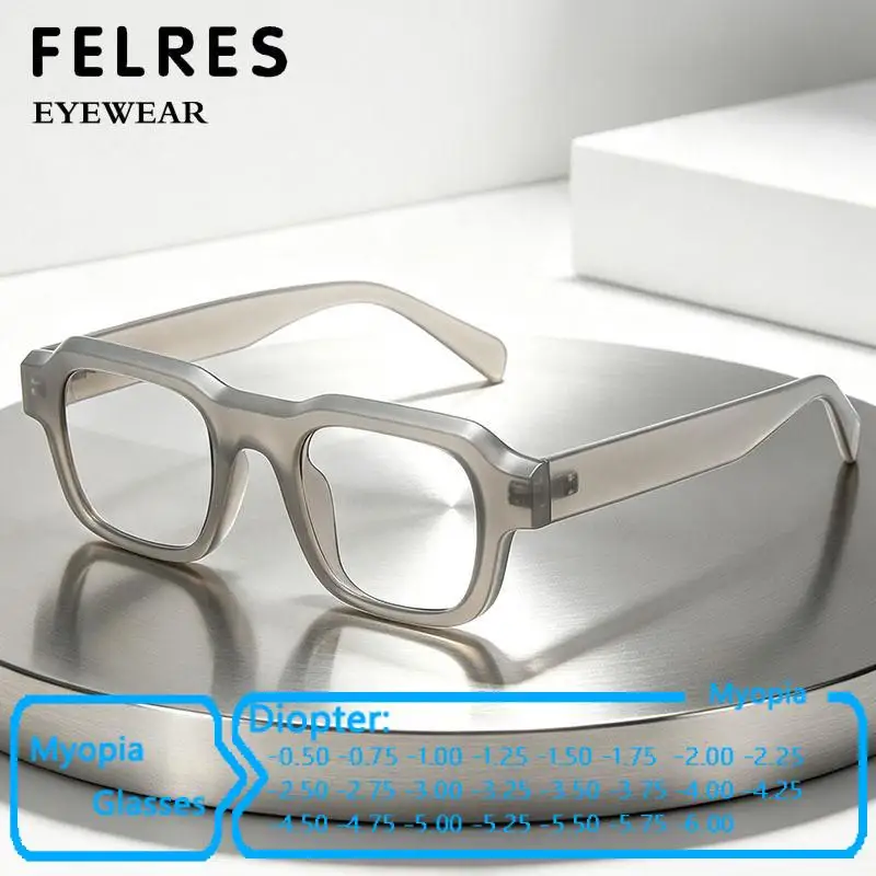 Negative Diopter Square Anti Blue Light Clear Myopia Glasses Men Women Outdoor Shade Driving Prescription Optical Eyewear