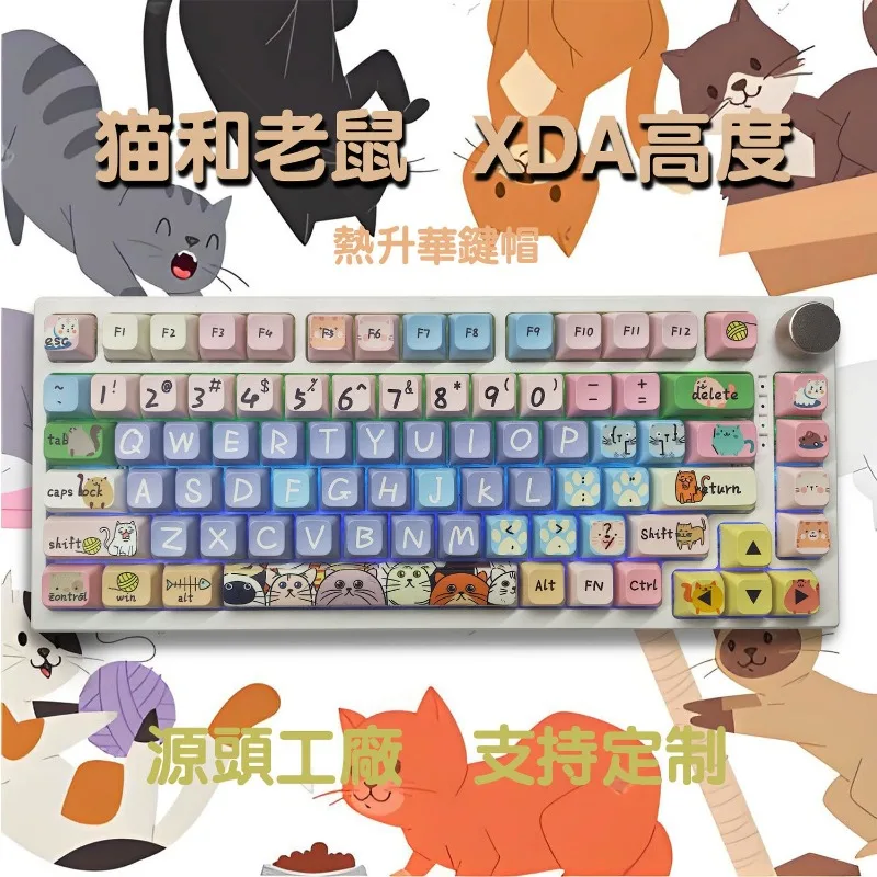 

Cat and Mouse Korean Keycap Set Ball Cap PBT Dye-sublimation Russian Japanese Custom MOA/XDA Keycap for Mechanical Keyboard GX87