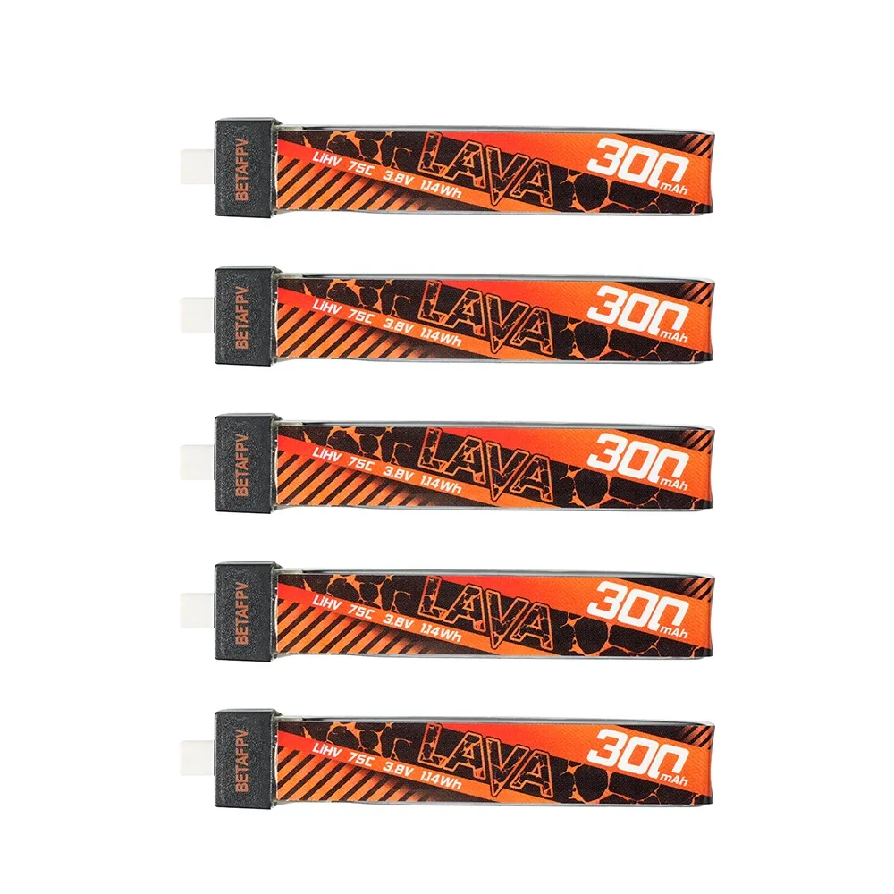 BETAFPV-batería LAVA 1S, 300mAh, 75C, 5 piezas