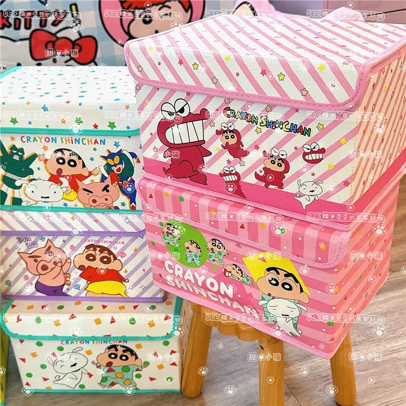 

Kawaii Crayon Shin Chan Covered Storage Box Snacks Anime Cartoon Cute Toys Dormitory Backpack Storage Box Bedroom Box Girls Gift