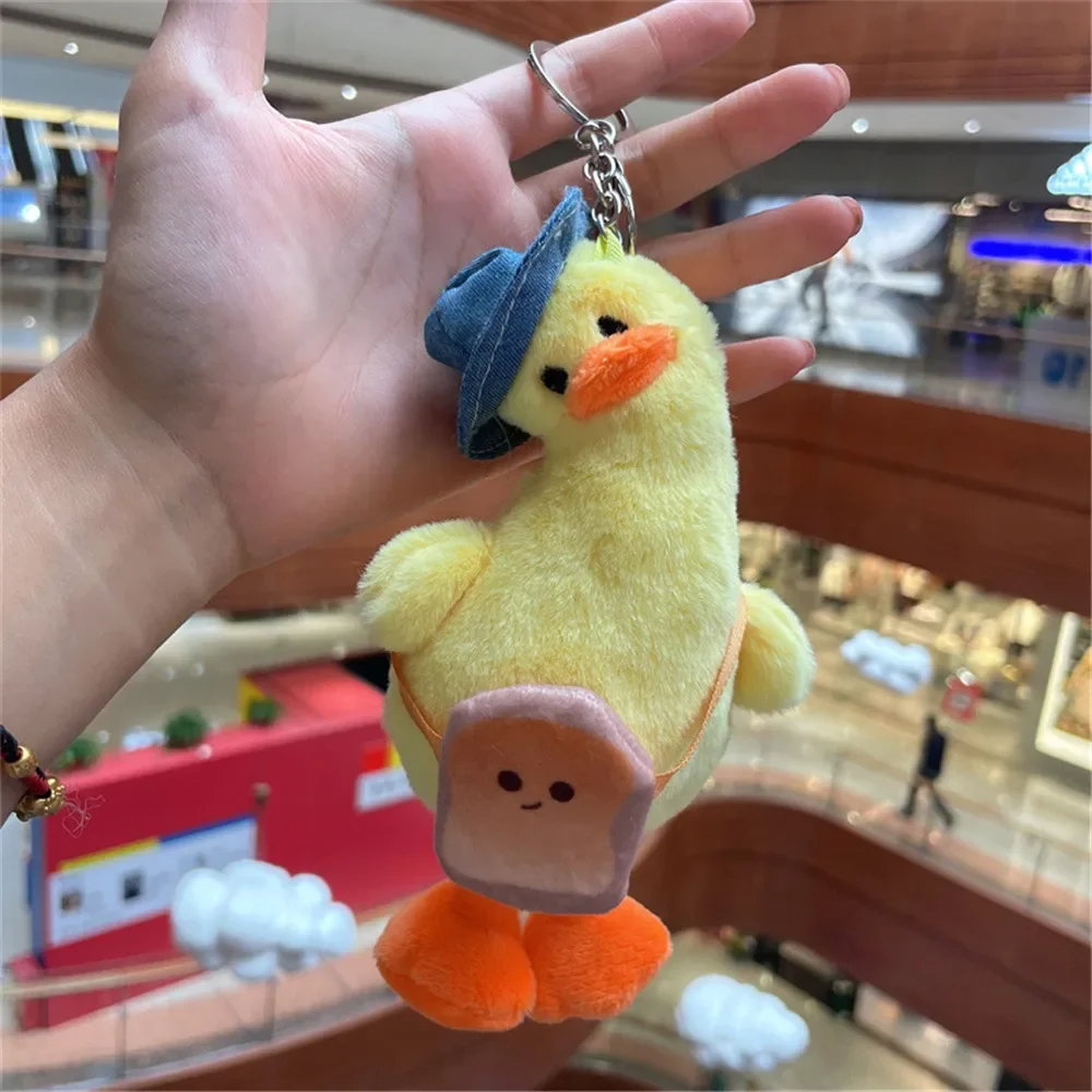 Creative Funny Keychain Crooked Head Duck Plush Toy Key Chain Cute Duck Bag Pendant Hanging Keyring For Women Charms Gift