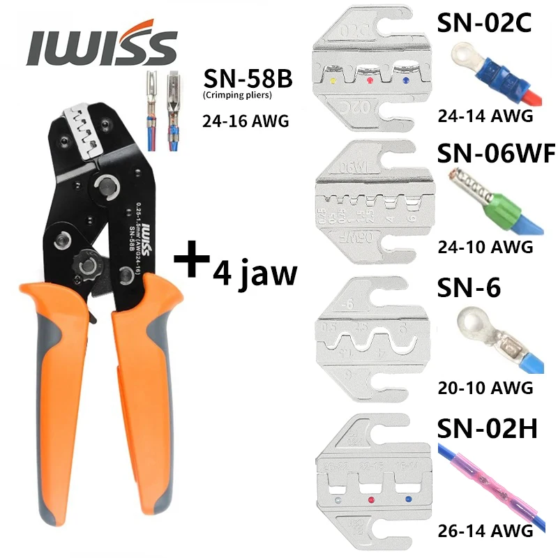 DuPont Terminals Crimping Pliers Interchangeable Die Wire Crimper Tools SN-58B XH2.5 JST2.5 Insulation Electrical Clamp Min Tool