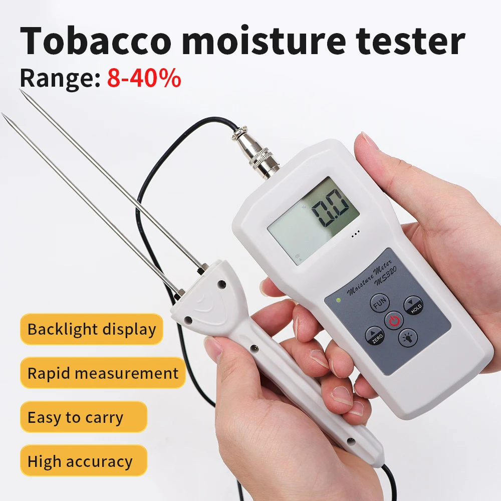 2026 MS320 Tobacco Moisture LCD Backlight Tobacco Cigarette Humidity Content Tester Digital Hygrometer With Sensor