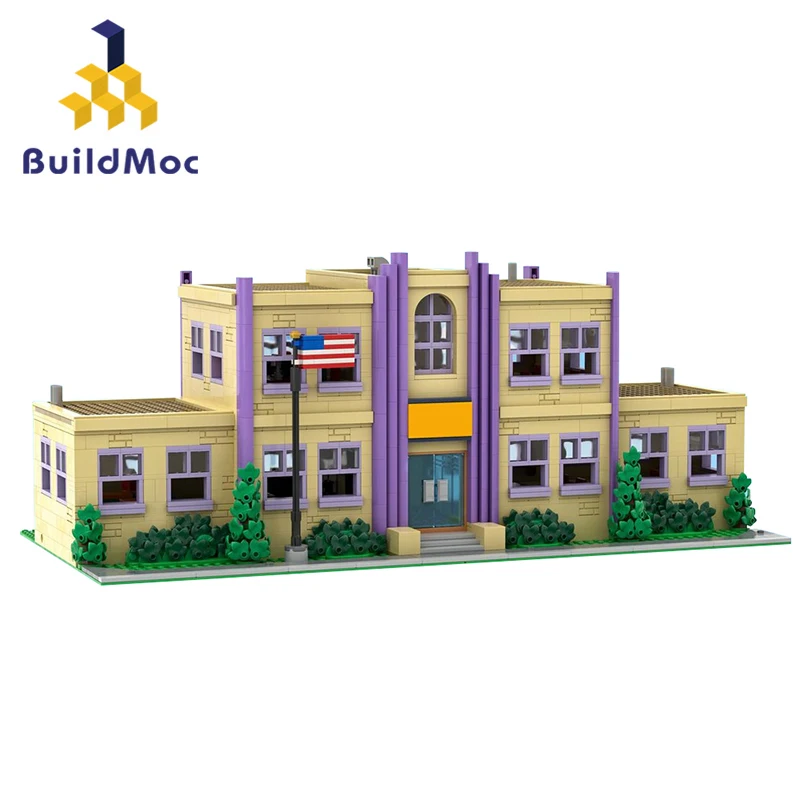 

Buildmoc Simpsonsedss Springfield для начальной школы MOC, строительные блоки, наборы игрушек для детей, подарки для детей, игрушки, 2724 шт., кирпичи