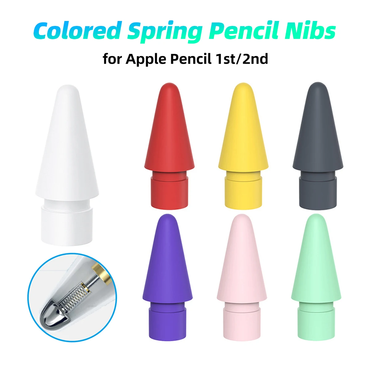 Suitable for Apple Pencil 1 st/Pencil 2 Gen iPad Stylus Replacement Tips Compatible For Apple Pencil 2 Gen Colorful