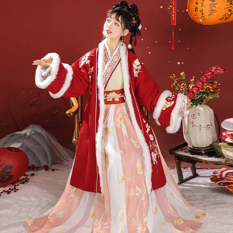 

New Song Dynasty Hanfu Ancient Clothing Chinese New Year Thickened and Fleece Padded Jacket Chinese Style