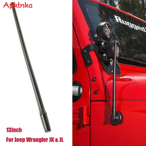 For Jeep Wrangle TJ JK JL JKU Rubicon Sahara 2016 2017 2018 2019 2020 13incch Black Car Roof Antenna Mast Whip Style Radio AM/FM