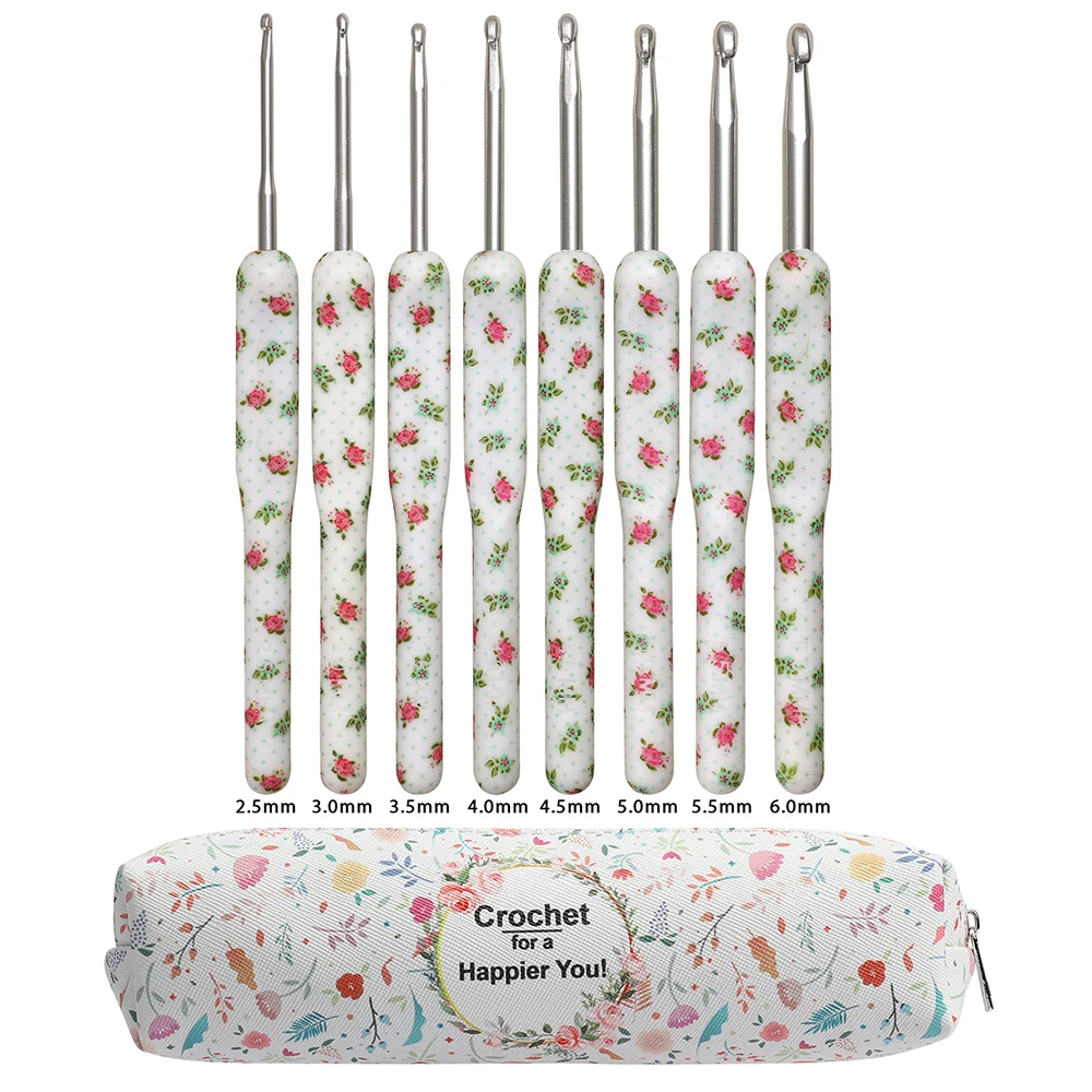 Ceramic Handle Crochet Hooks Set for Knitting