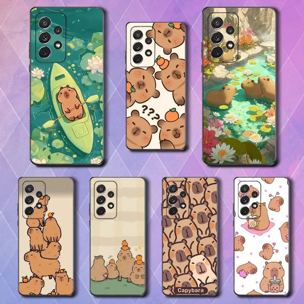 

Cute Cartoon Capybara Phone Case For Samsung S25,S24,S23,S22,S21,S20,S10,Ultra,Plus,Lite,FE,Soft Silicone Black Cover