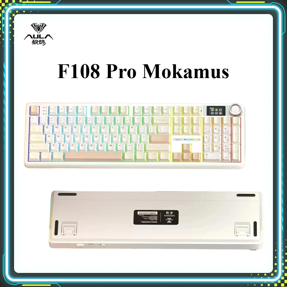 

Promotional Products AULA F108 Pro Mokamus Gaming Keyboards RGB Hot Swap Wireless Tri-Mode Custom Keyboard PC E-sports Gifts