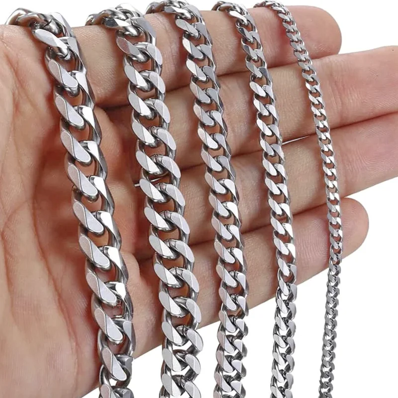 

10 Feet Stainless Steel Cuban Link Chain for Women Men Gold Color Bulk Curb Chain for Jewelry Making