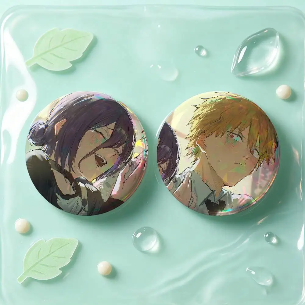 Reze And Denji Anime Badges Button Round Creative Pin Brooch Badge Bag Decor Accessories Fans Collect Friends Gifts