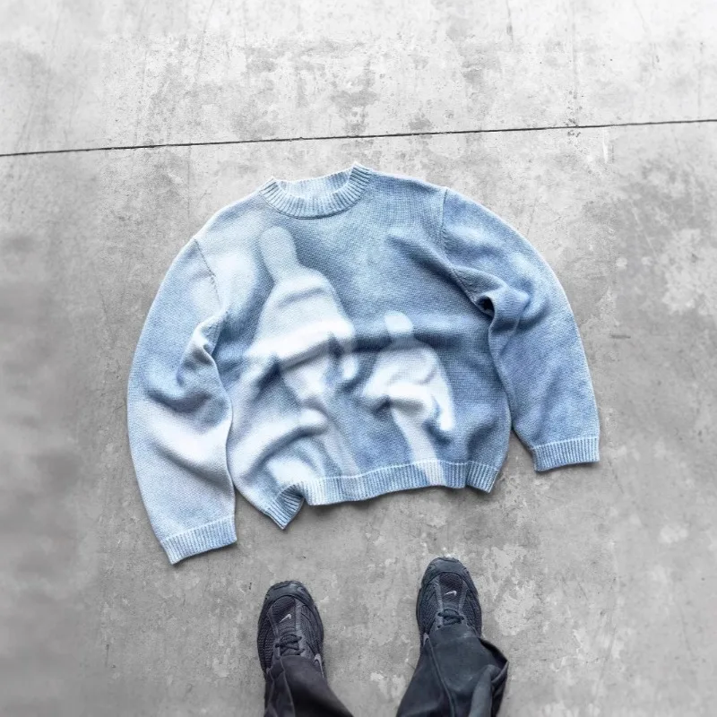 

YYAHAS Американский пуловер с круглым вырезом и уличным дизайном Свободный вязаный свитер Новый повседневный свитер унисекс Топ