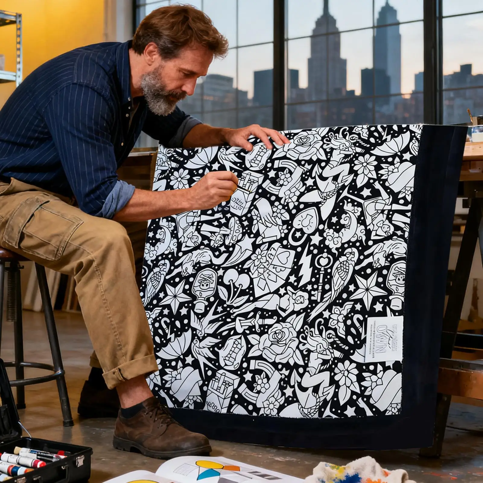 

DIY Coloring Blanket with Pencils, Washable Creative Craft for Relaxation & Family Fun, Home Decor for Bedroom, Women, Men, Kids