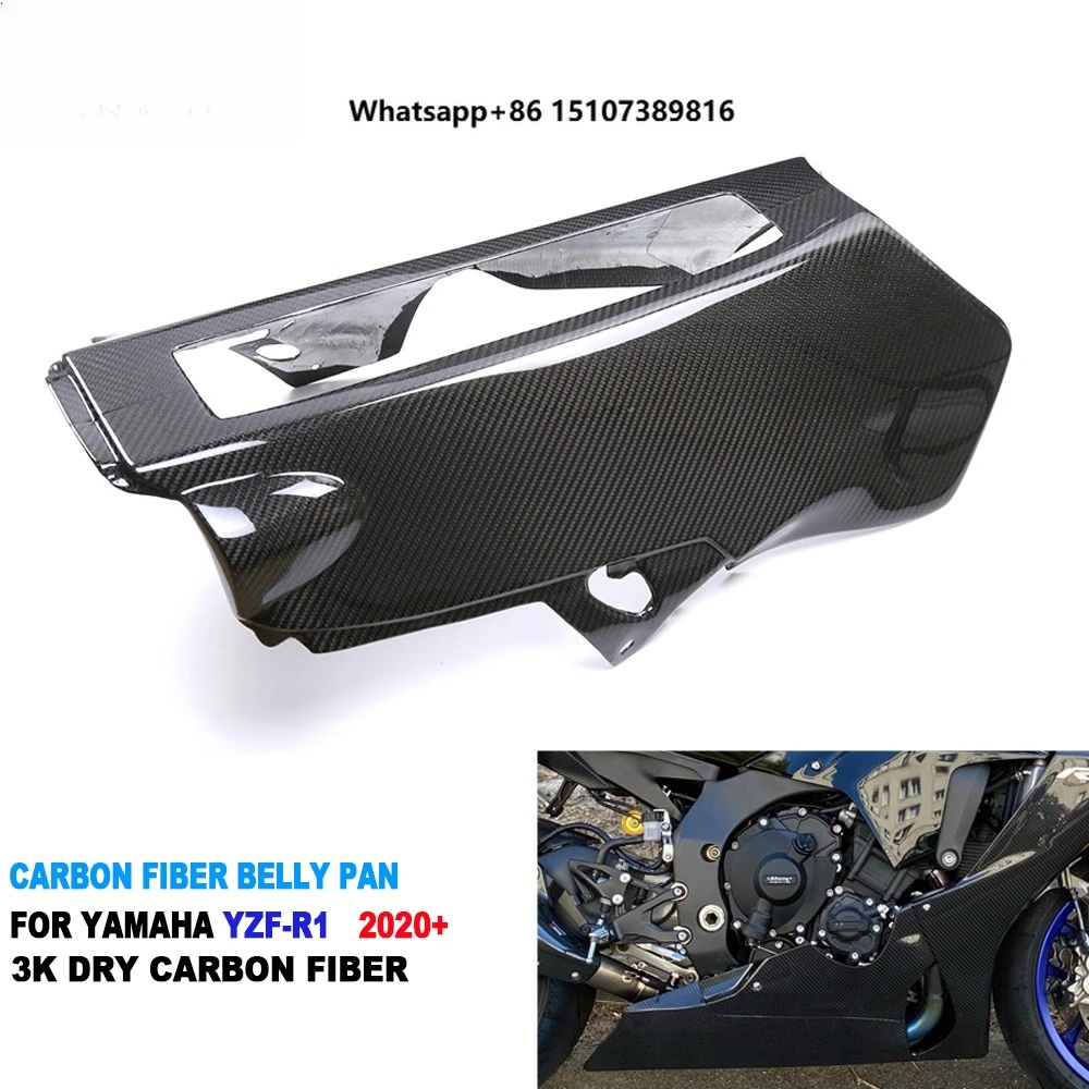 

Carbon Real 3K Dry Carbon Fiber Motorcycle Lower Race Belly Pan for R1 2020-2026