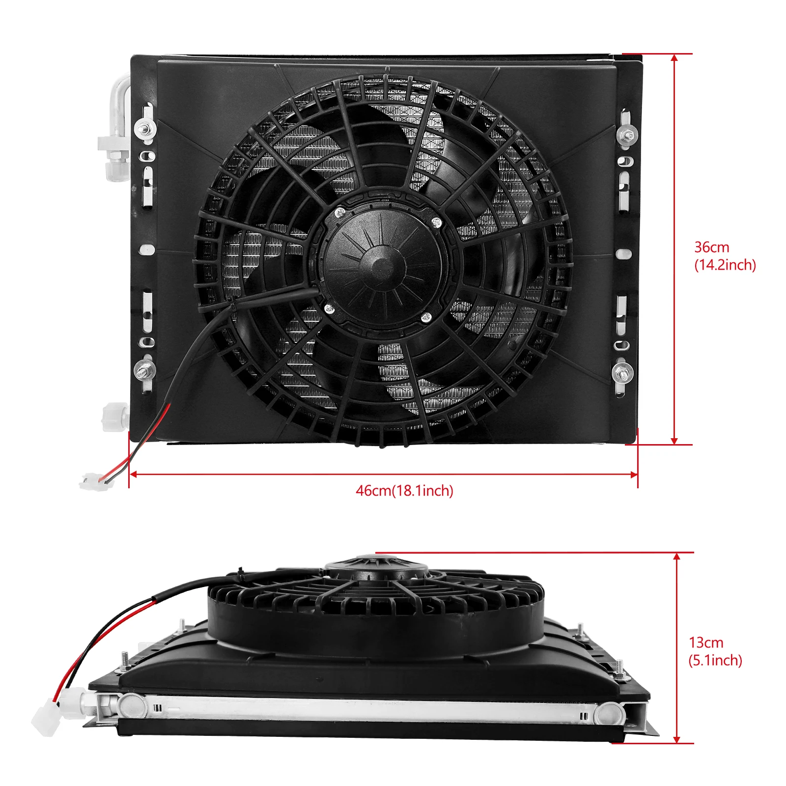 Universal 14''x18'' Condenser Radiator Cooling Fan Set 120W with Radiator Net for Vintage Car Hot Rod A/C Conditioner