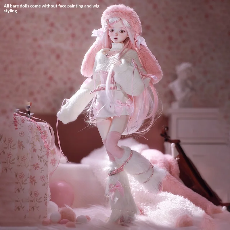 Muñeca articulada de resina Bjd 1/4 Original y oficial, Yurou con gorro con orejas de conejo rosa, edición limitada coleccionable