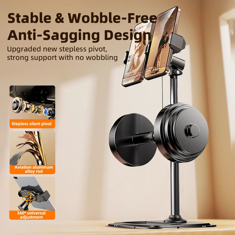 NOHON Phone Tablet Stand Desktop Adjustable Height 360° Rotating Dual Phone Holder Tablet Holder Stand for iPhone iPad Stand view 4