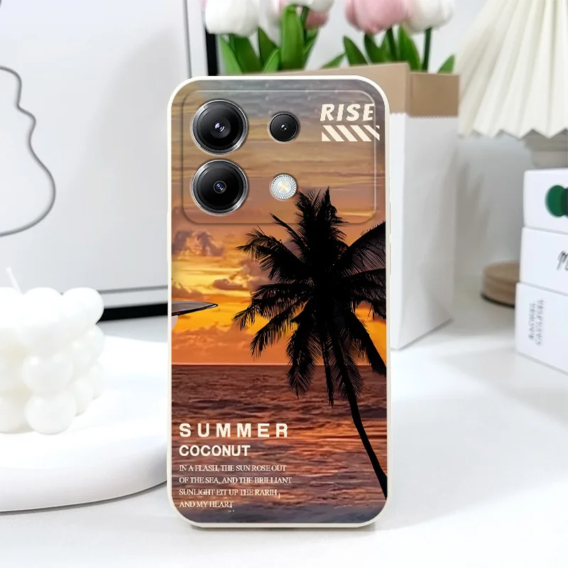 الصيف جوز الهند قضية الهاتف ل Xiaomi Poco F7 X7 X6 F6 M6 M5 M5S F5 X5 F4 X4 M4 F3 M3 X3 Pro 4G 5G GT غطاء سيليكون