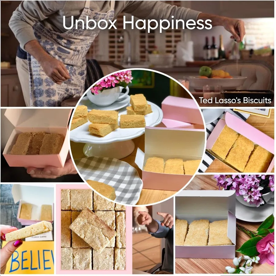 Cajas rosas para galletas, 10 Uds., 1, 2 lb, Mini caja para pasteles, caja de papel plegable para panadería, golosinas caseras, dulces, pastelería, pastel, magdalenas