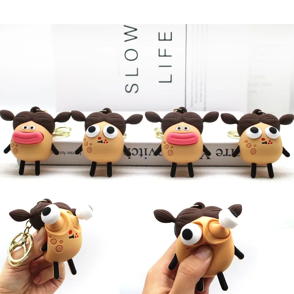 

Cartoon Cute Potato Girl Squeeze Bumpy Eye Toy Office Stress Relieving Toys Keychain Pendant Pinch Music Fidget Toy Funny Gifts
