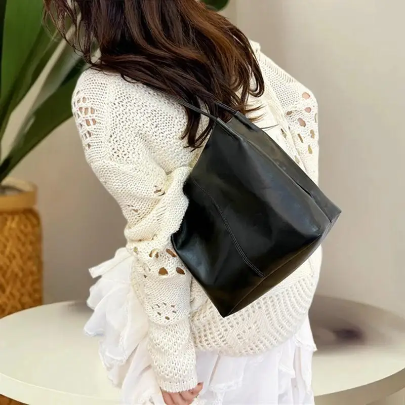 Bolso de hombro para mujer de color sólido simplista de PU de estilo retro: bolso elegante multiusos: bolso de calidad para viajeros, regalo