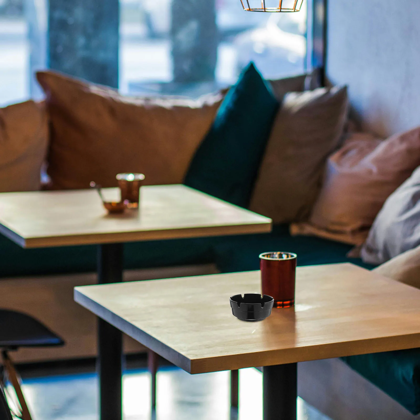 

4pcs Round Ashtrays Fire-Resistant Melamine Tabletop Tray For Home Kitchen Hotel Restaurant Indoor Use Modern Ash Container