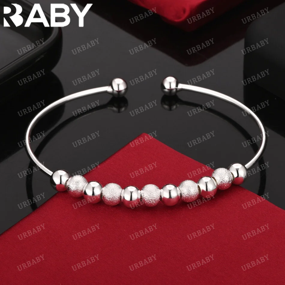 

URBABY 925 Sterling Silver Bangle Beads Bracelet For Women Jewelry Fashion Party And Daily Wear