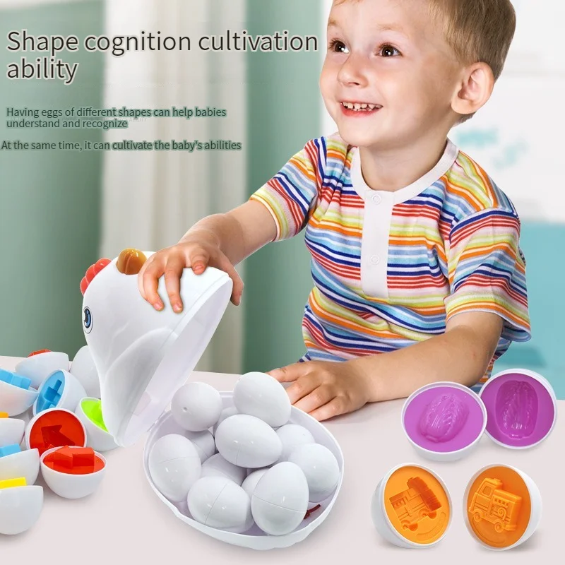 12 Matching Eggs Sensory Baby Toys Easter Eggs Chicken Colors Shapes Sorter Learning Educational Toy For Kids Gifts