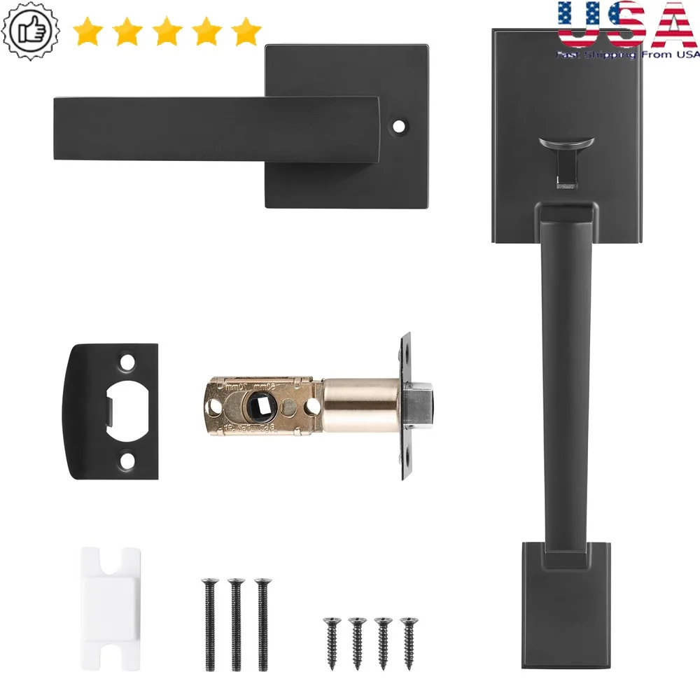 

Adjustable Front Door Lock Set Zinc Alloy Reversible Handle Easy Installation Durable Elegant Design Suitable Left Right Handed