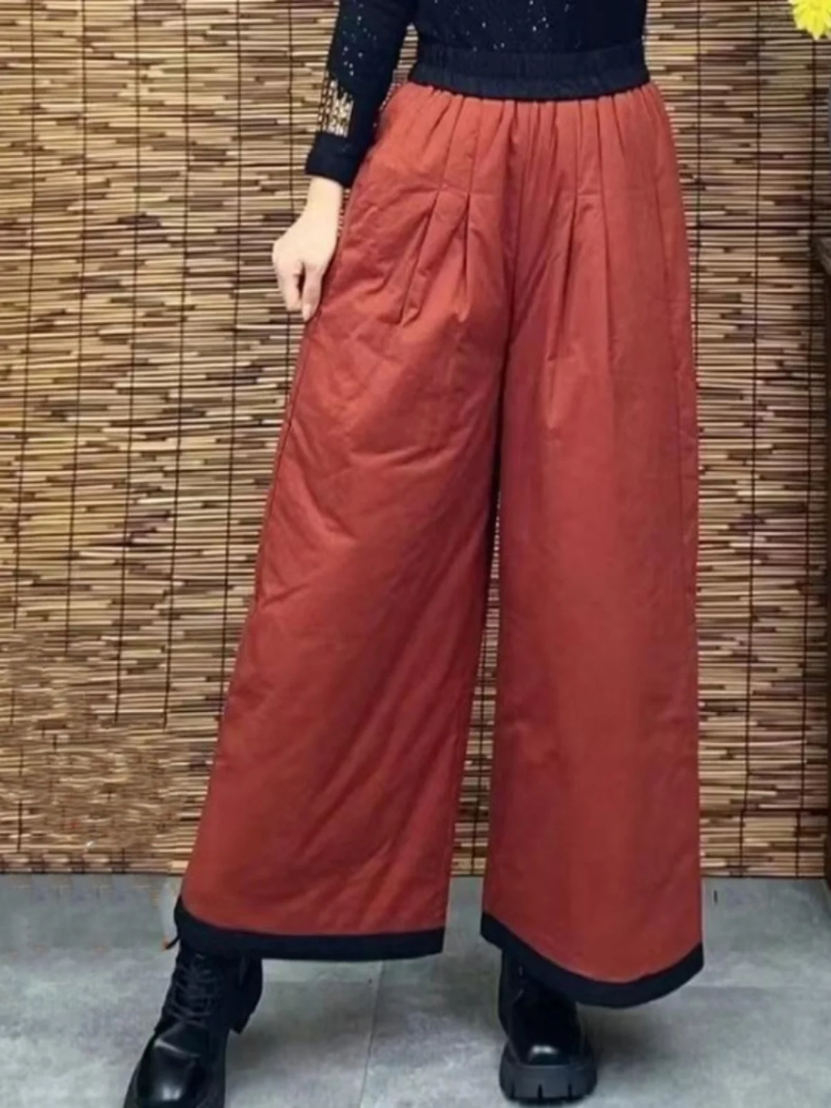 

High Waist Wide Leg Pants Women's plus Size Cotton Thickened Warm Loose Fit High Waist Wide Leg Trousers Winter New Style