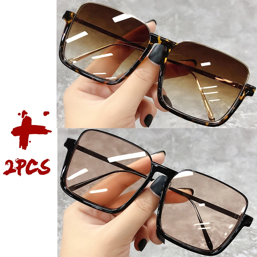 Sonnenbrille Damen 2026 – Große quadratische Fassung, luxuriöses Markendesign, Farbverlauf, Vintage-Sonnenbrille für Damen, Herren, Unisex – Detail 23
