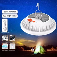 Tirvos Solar Led Light Outdoor Camping Tent Lamp Waterproof Portable Lantern USB Rechargeable Solar Emergency Night Market Light
