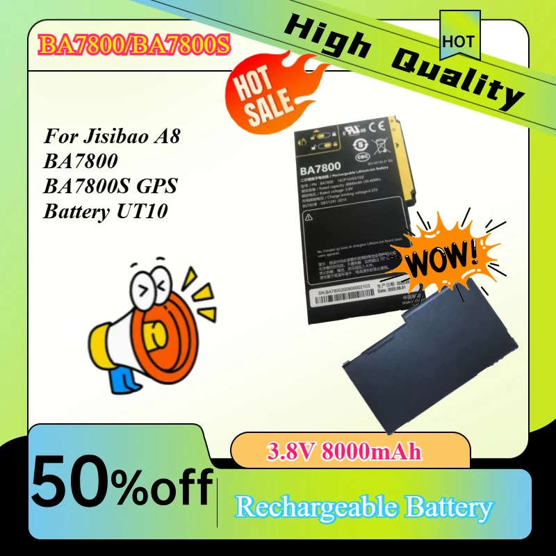 3.8V 8000mAh 새로운 BA7800 Jisibao A8 BA7800 BA7800S GPS 배터리 UT10용 고용량