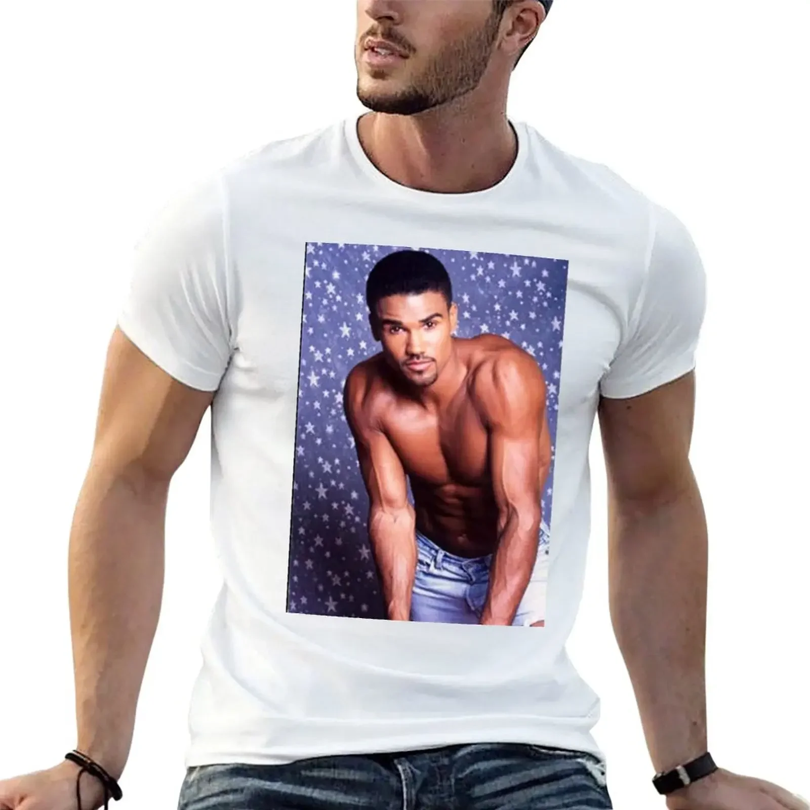 shemar moore T-Shirt cute tops customs Men's cotton t-shirt