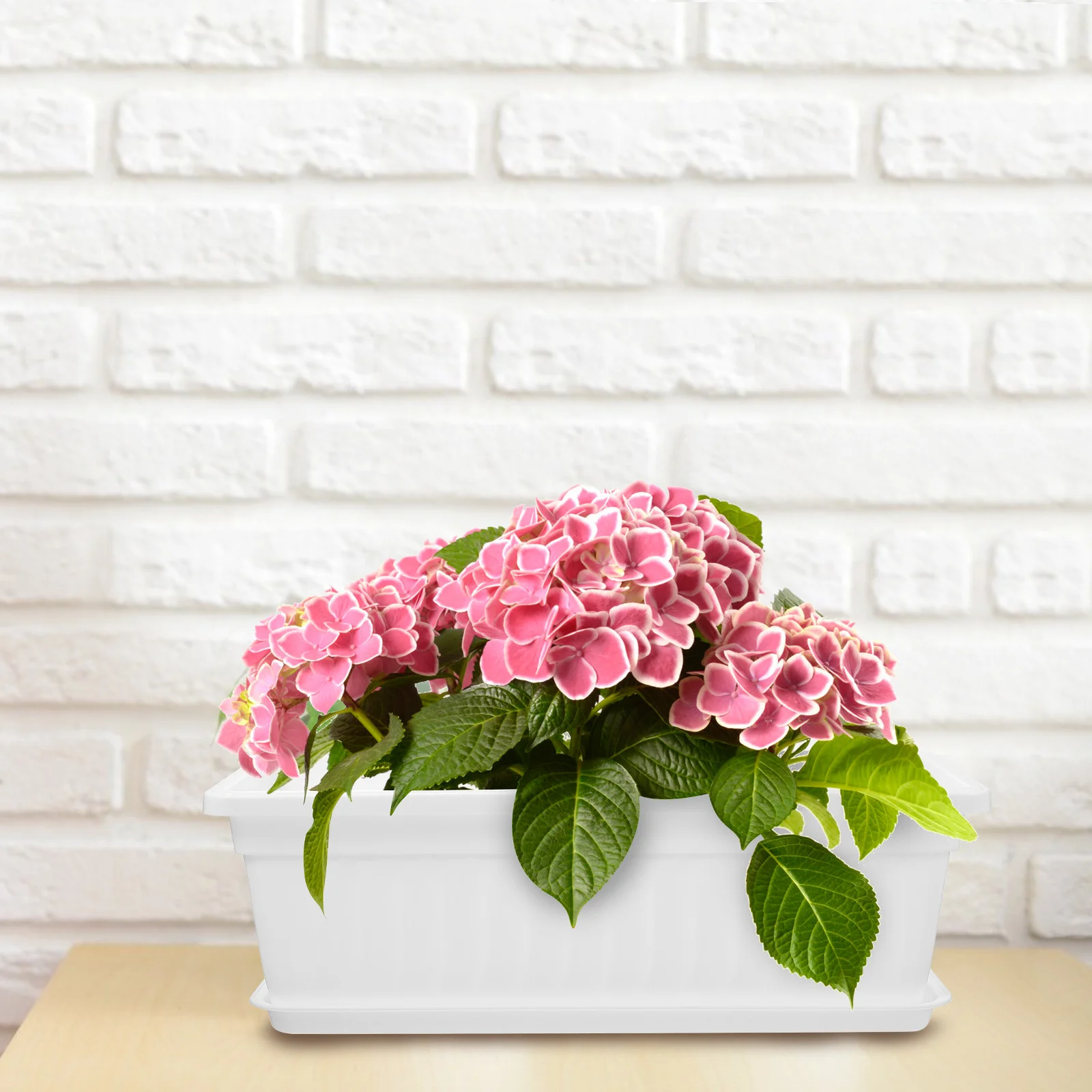 

2Pcs Rectangular Plastic Vegetable Planting Pot Breathable Balcony Flowerpot White Thickened Antipressure Durable Garden Yard