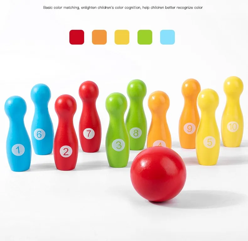

Hot sale Most popular high quality group family wooden kids bowling game set wisdom fun playing toy educational indoor outdoor