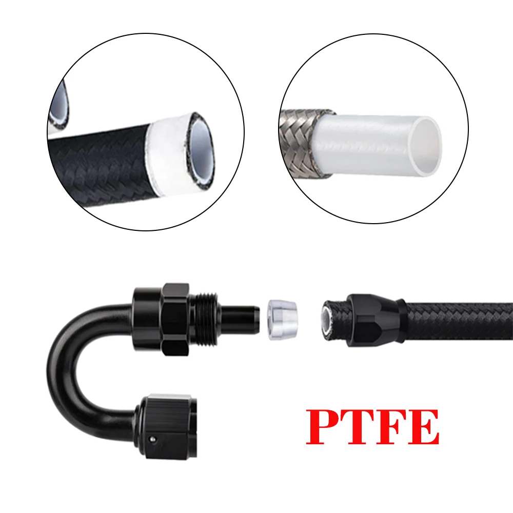 AN3 AN4 AN6 AN8 AN10 AN12 PTFE Fuel Hose End Fitting Universal Aluminum Swivel Hose Fitting Adaptor Straight/45/90/180Degree