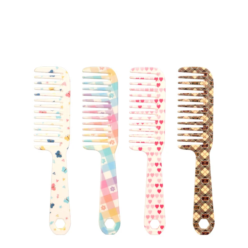 

Professional wide toothed straight hair comb with cute patterns,suitable for curly or long hair,Special for real hair wigs